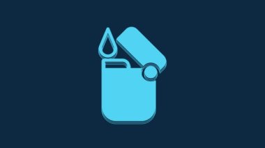 Blue Lighter icon isolated on blue background. 4K Video motion graphic animation.