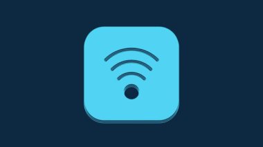 Blue Wi-Fi wireless internet network symbol icon isolated on blue background. 4K Video motion graphic animation.
