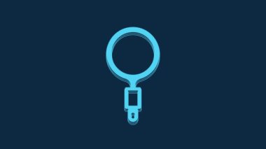 Blue Magnifying glass icon isolated on blue background. Search, focus, zoom, business symbol. 4K Video motion graphic animation.