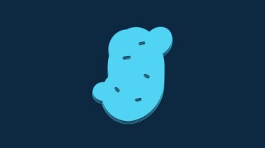 Mavi Patates simgesi mavi arkaplanda izole edilmiş. 4K Video hareketli grafik canlandırması.