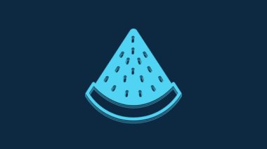 Mavi karpuz simgesi mavi arkaplanda izole edildi. 4K Video hareketli grafik canlandırması.
