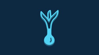 Blue Onion icon isolated on blue background. 4K Video motion graphic animation.