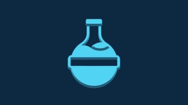 Blue Bottle with potion icon isolated on blue background. Flask with magic potion. Happy Halloween party. 4K Video motion graphic animation.