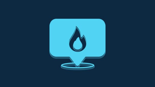 Blue Map Pointer Fire Flame Icon Isolated Blue Background Fire — Stock Video