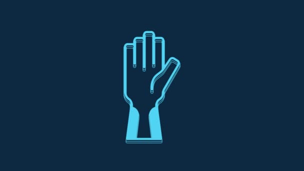 Blauw Beschermende Handschoenen Pictogram Geïsoleerd Blauwe Achtergrond Video Motion Grafische — Stockvideo