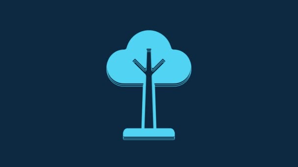 Blue Tree Icon Isolated Blue Background Forest Symbol Video Motion — Vídeo de stock
