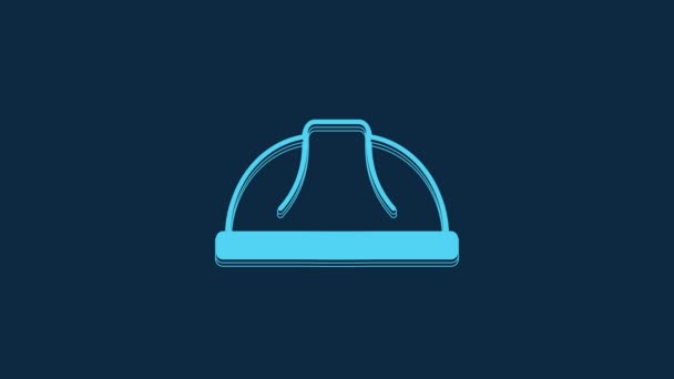 Blue Worker Safety Helmet Icon Isolated Blue Background Video Motion — Stock videók