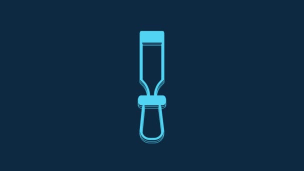Blue Chisel Tool Wood Icon Isolated Blue Background Video Motion — Stockvideo