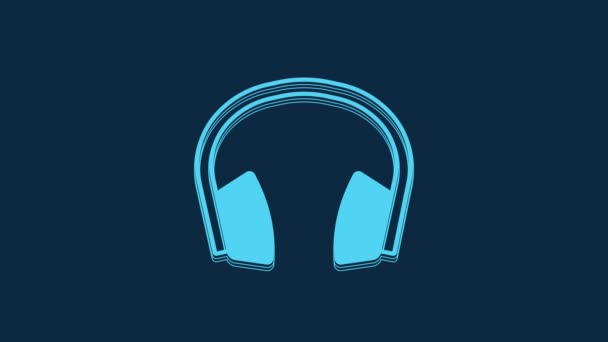 Μπλε Θορύβου Ακύρωση Ακουστικών Εικονίδιο Απομονώνονται Μπλε Φόντο Ακουστικά Για — Αρχείο Βίντεο