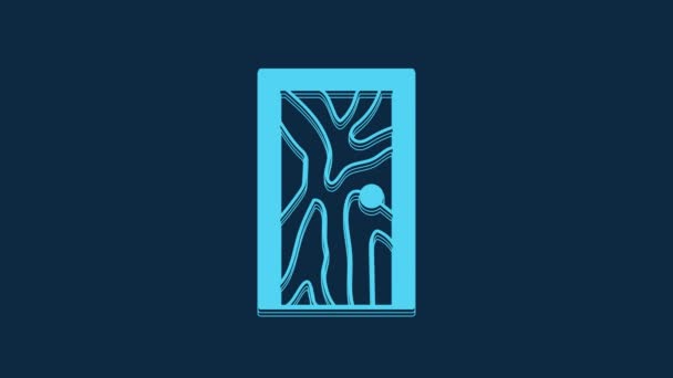 Azul Icono Puerta Cerrada Aislado Sobre Fondo Azul Animación Gráfica — Vídeos de Stock