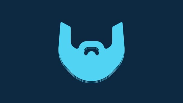 Blue Mustache Beard Icon Isolated Blue Background Barbershop Symbol Facial — Vídeos de Stock