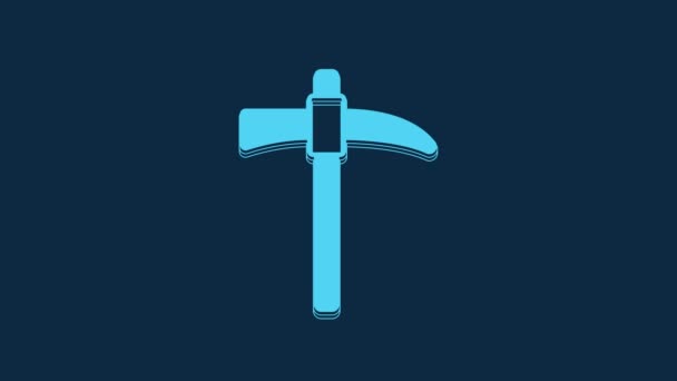 Blue Pickaxe Icon Isolated Blue Background Video Motion Graphic Animation — Stockvideo