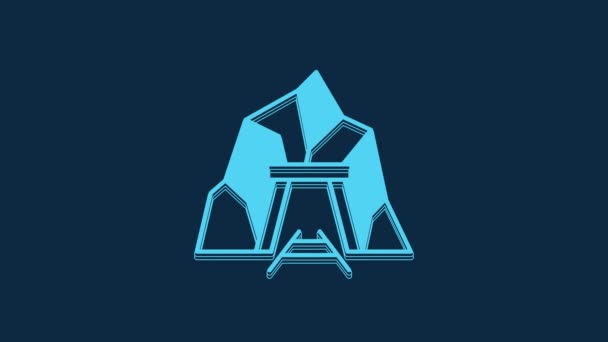 Ícone Entrada Blue Mine Isolado Fundo Azul Animação Gráfica Movimento — Vídeo de Stock