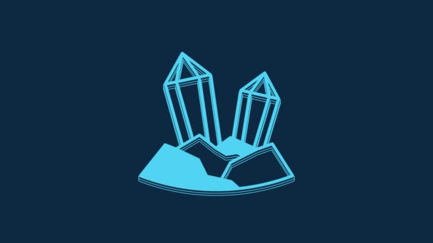 Blue Gem Stone Icon Isolated Blue Background Jewelry Symbol Diamond — Stockvideo