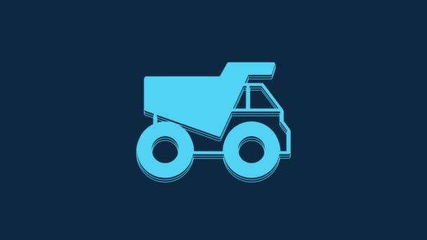 Icono Camión Volquete Minero Azul Aislado Sobre Fondo Azul Animación — Vídeos de Stock