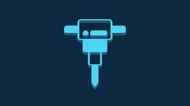 Blue Construction Jackhammer Icon Isolated Blue Background Video Motion Graphic — Wideo stockowe