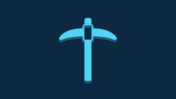 Blue Pickaxe Icon Isolated Blue Background Video Motion Graphic Animation — Stock video