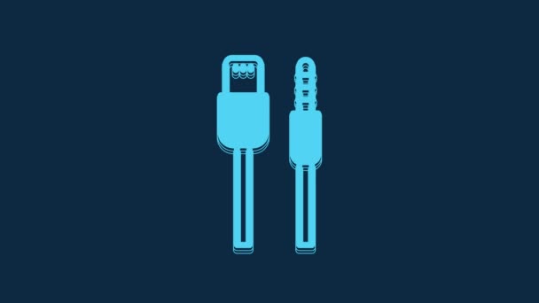 Blue Usb Cable Cord Icon Isolated Blue Background Connectors Sockets — Vídeo de Stock