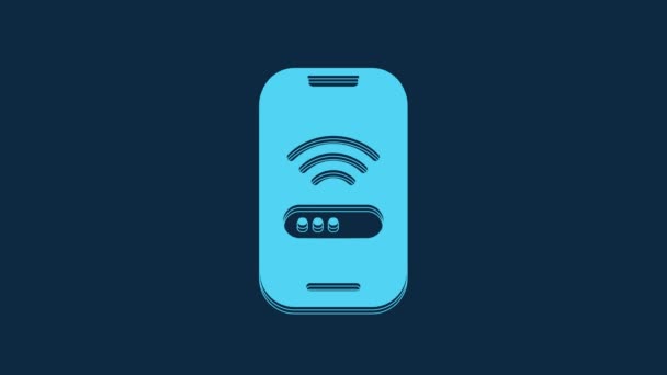 Kék Smartphone Ingyenes Vezeték Nélküli Kapcsolat Ikon Elszigetelt Kék Háttérrel — Stock videók
