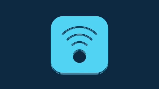 Blue Wireless Internet Network Symbol Icon Isolated Blue Background Video — 图库视频影像