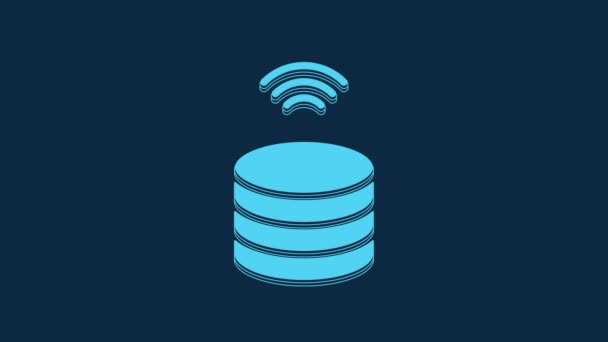 Blue Smart Server Data Web Hosting Ikona Izolowana Niebieskim Tle — Wideo stockowe