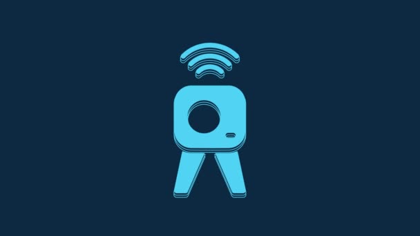 Blue Web Camera Icon Isolated Blue Background Chat Camera Webcam — Αρχείο Βίντεο