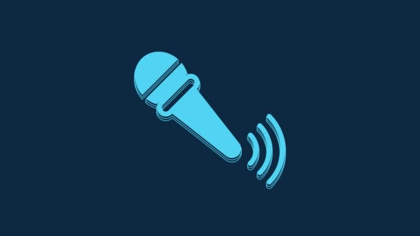 Icona Microfono Wireless Blu Isolato Sfondo Blu Sul Microfono Radio — Video Stock