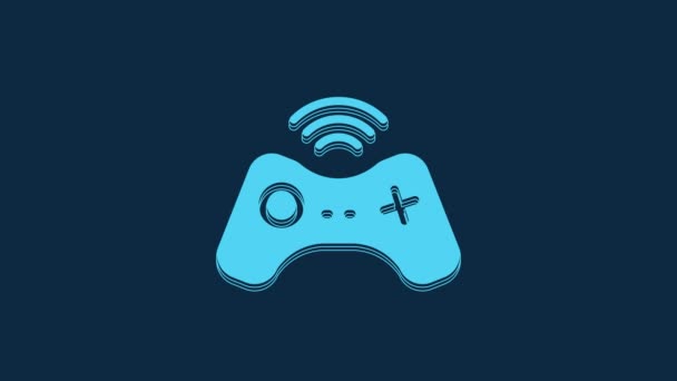 Mavi Kablosuz Oyun Alanı Simgesi Mavi Arkaplanda Izole Edildi Oyun — Stok video