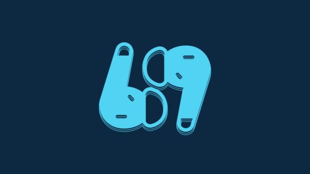 Blue Air Headphones Icon Icon Isolated Blue Background Holder Wireless — Video Stock