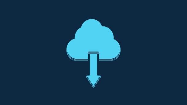 Blue Cloud Download Icon Isolated Blue Background Video Motion Graphic — 비디오