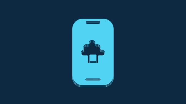 Blue Cloud Technology Data Transfer Storage Icon Isolated Blue Background — Video