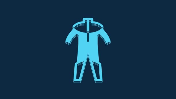 青い背景に隔離されたスキューバダイビングのアイコンのための青いウェットスーツ 潜水水中機器 4Kビデオモーショングラフィックアニメーション — ストック動画