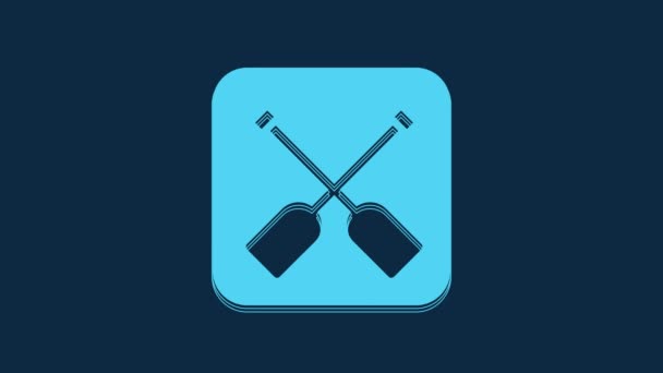 Blue Paddle Icon Isolated Blue Background Paddle Boat Oars Video — Stok video