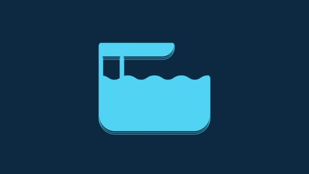 Modrá Potápěčská Deska Nebo Odrazový Můstek Ikona Izolované Modrém Pozadí — Stock video