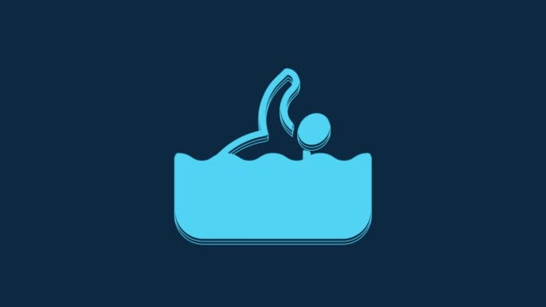 Modrý Plavec Atlet Ikona Izolované Modrém Pozadí Grafická Animace Pohybu — Stock video