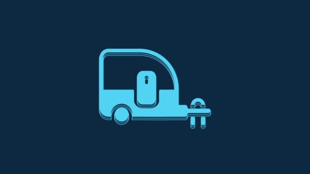 Blue Camping Trailer Icon Isolated Blue Background Travel Mobile Home — Video