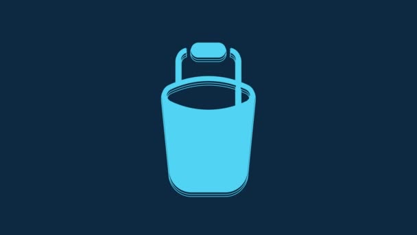 Icono Cubo Azul Aislado Sobre Fondo Azul Servicio Limpieza Concepto — Vídeo de stock