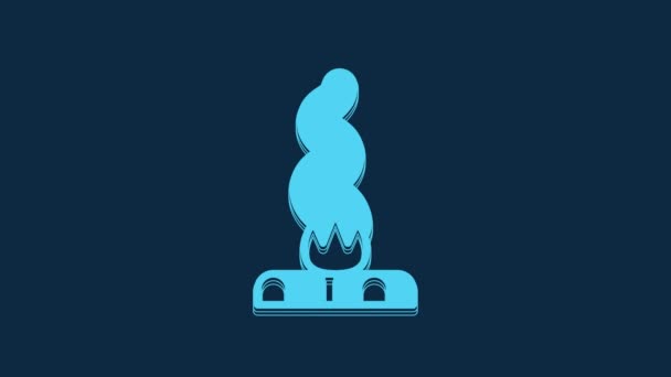 Ikona Blue Campfire Izolovaná Modrém Pozadí Pálení Ohně Dřevem Grafická — Stock video