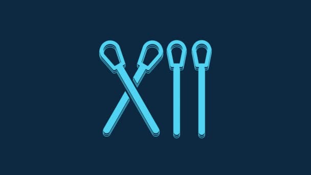 Blue Match Stick Symbol Isoliert Auf Blauem Hintergrund Spiel Mit — Stockvideo