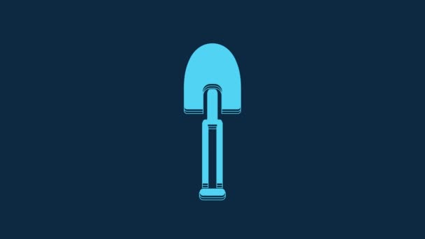Blue Shovel Icon Isolated Blue Background Gardening Tool Tool Horticulture — Vídeos de Stock