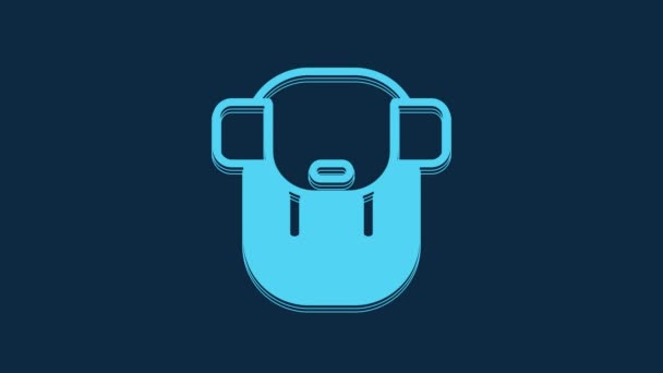 Blue Hiking Backpack Icon Isolated Blue Background Camping Mountain Exploring — Stockvideo