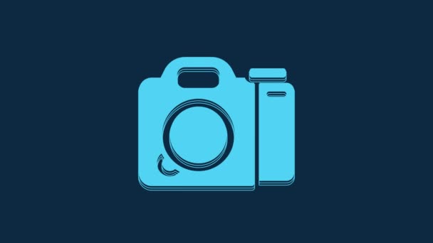 Blue Photo Camera Icon Isolated Blue Background Foto Camera Digital — Video