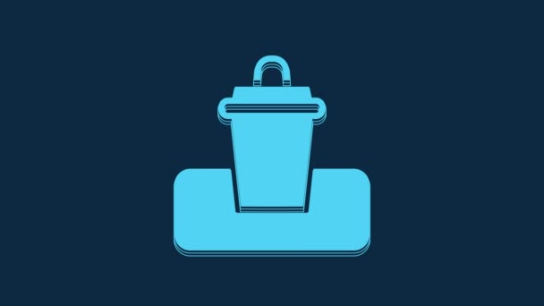 Blue Trash Can Icon Isolated Blue Background Garbage Bin Sign — Stock Video