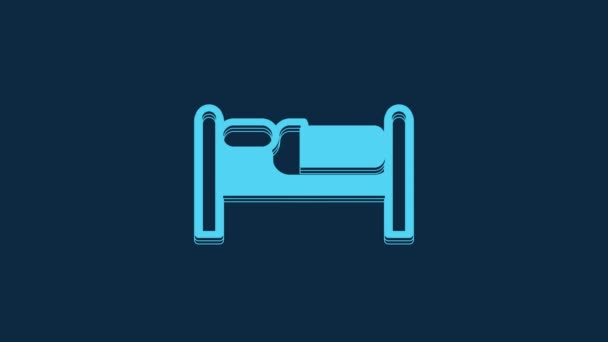 Ікона Синього Ліжка Ізольована Синьому Фоні Відеографічна Анімація — стокове відео