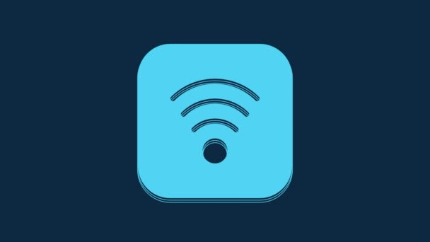 Blue Wireless Internet Network Symbol Icon Isolated Blue Background Video — Αρχείο Βίντεο