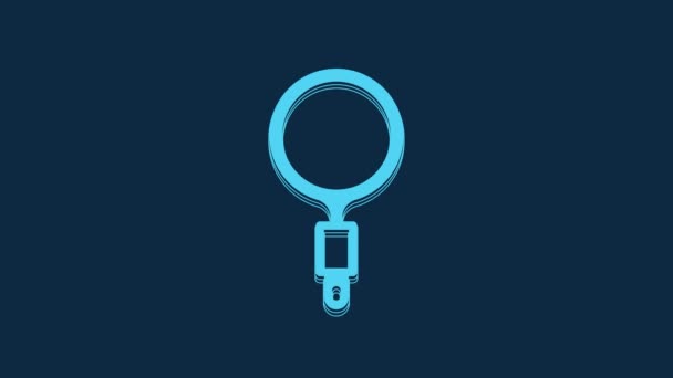 Blue Magnifying Glass Icon Isolated Blue Background Search Focus Zoom — Stockvideo