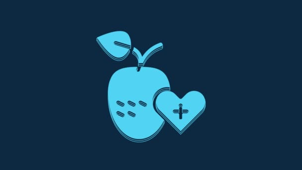 Blaues Symbol Für Gesunde Früchte Isoliert Auf Blauem Hintergrund Video — Stockvideo