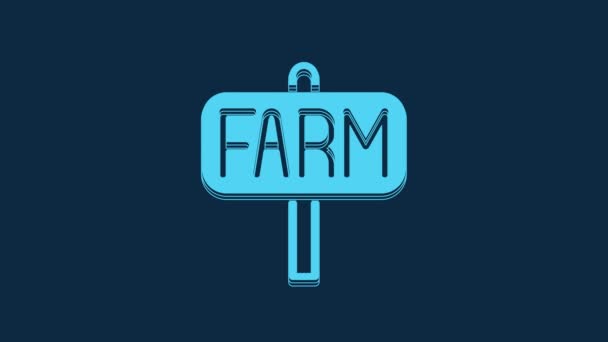 Blue Location Bauernhof Symbol Isoliert Auf Blauem Hintergrund Video Motion — Stockvideo