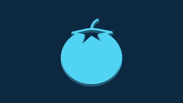 Ícone Tomate Azul Isolado Fundo Azul Animação Gráfica Movimento Vídeo — Vídeo de Stock