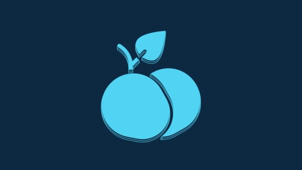 Blue Mango Fruit Icon Isolated Blue Background Video Motion Graphic — Stock Video
